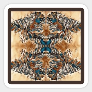 Brown & Blue Digitally Enhanced Dutch Pour Fluid Art Sticker